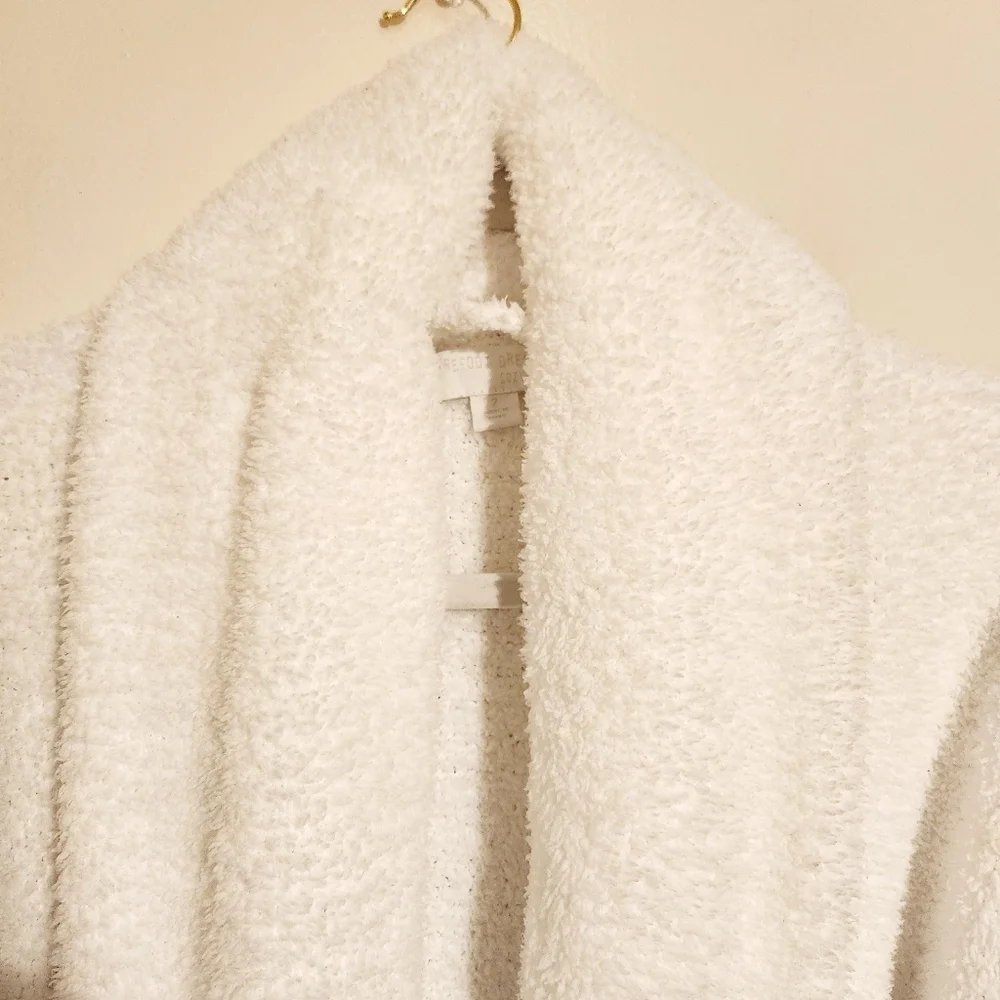 Barefoot Dreams | Women's White CozyChic® Ribbed Hooded Robe (Size 2/Medium)